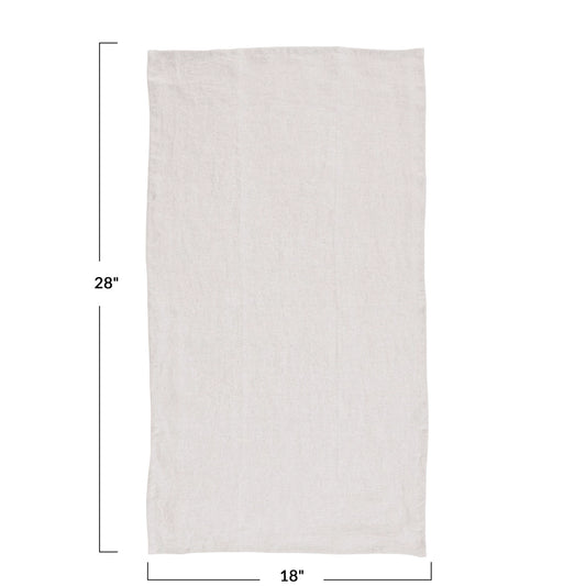 Stonewashed Linen Tea Towel, Ivory