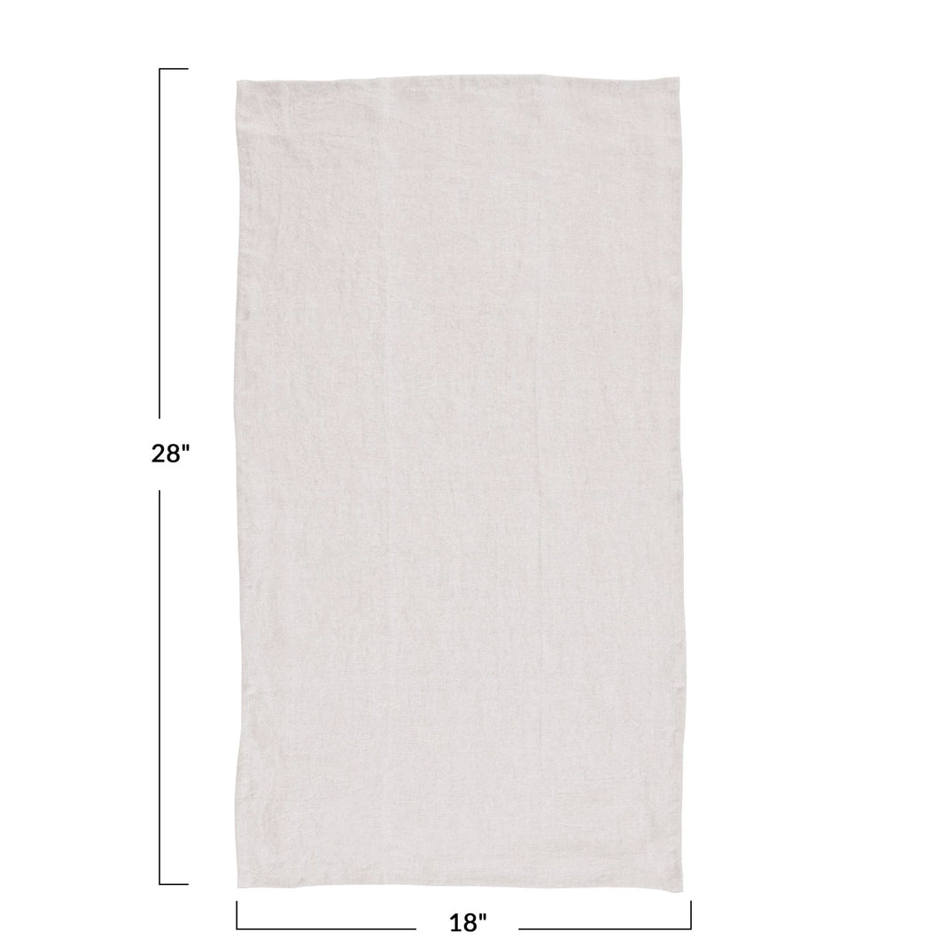 Stonewashed Linen Tea Towel, Ivory