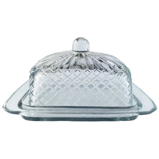 Cut Recycled Glass Butter Dish