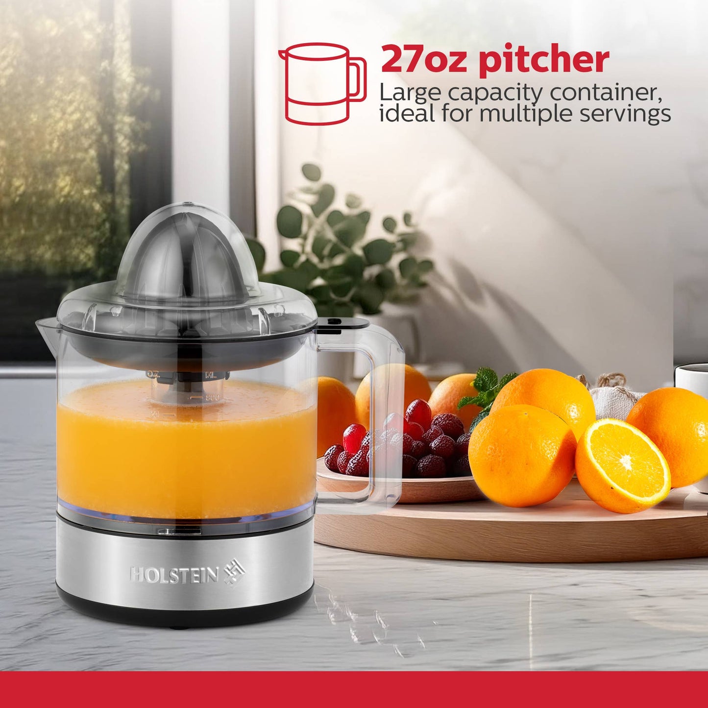 27-OZ ELECTRIC CITRUS JUICER - BLACK AND STAINLESS STEEL