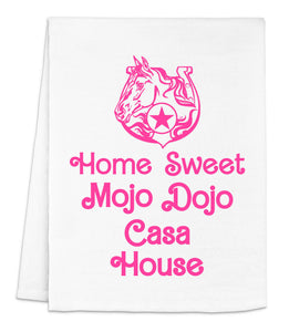 Mojo Dojo Casa House - White Dish Towels - Pink Ink