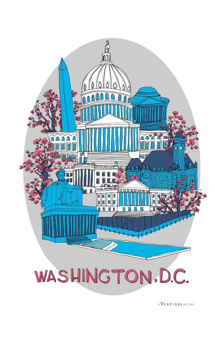 Washington DC City Collage Tea Towel