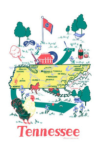 Tennessee State Icons Tea Towel