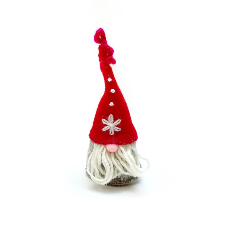 Gnome Man Embroidered Wool Ornament
