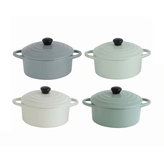 Stoneware Mini Baker with Lid, 4 Colors