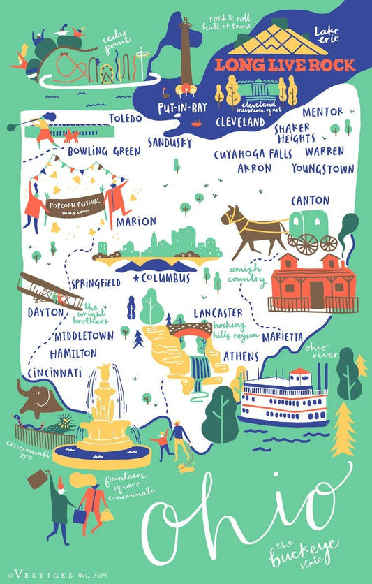 Ohio State Icons Tea Towel