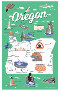 Oregon State Icons Tea Towel