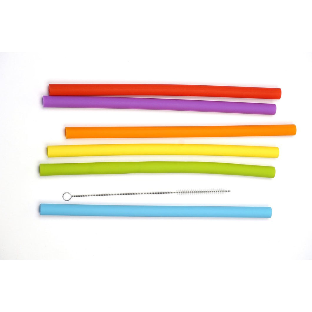 Silicone Smoothie Straw Set of 6 (10in.)